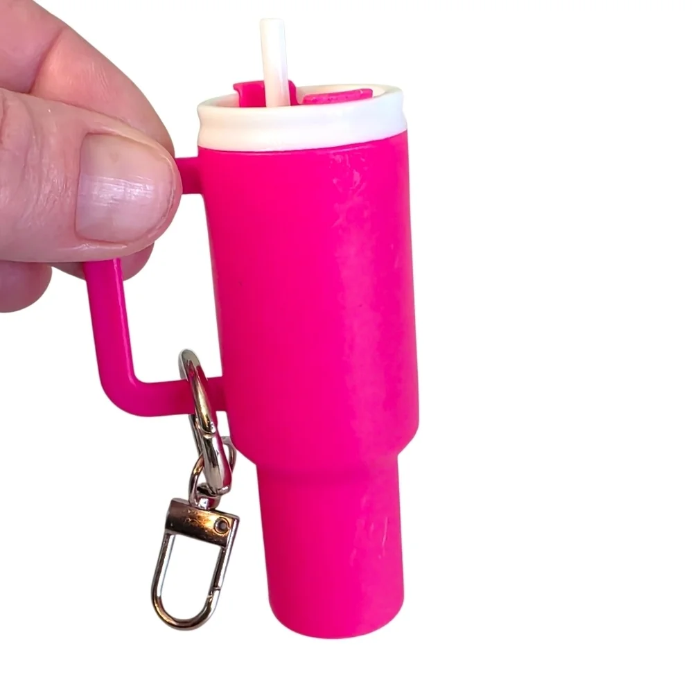 Hot Pink Tumbler Stanley Cup Purse Charm Keychain NWT